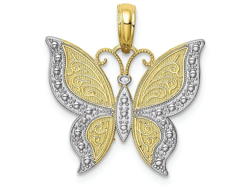 FJC Finejewelers 10k Yellow Gold Butterfly with Textured Wingstwo-color Charm