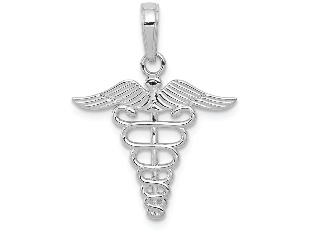 FJC Finejewelers 10k White Gold Caduceus Charm