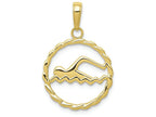 FJC Finejewelers 10k Yellow Gold Swimmer Inside Round Leaf Frame Charm