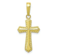 FJC Finejewelers 10k Yellow Gold Beaded Trim Cross withcenter Charm