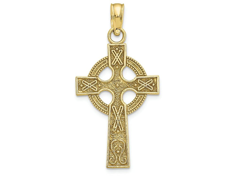 FJC Finejewelers 10k Yellow Gold Sm Celtic Cross with Eternity Circle Design Texture Charm