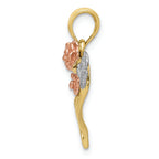 FJC Finejewelers 10k Two-tone Gold Heart with Pink Flowers White Leaves Polish Tri-c Charm