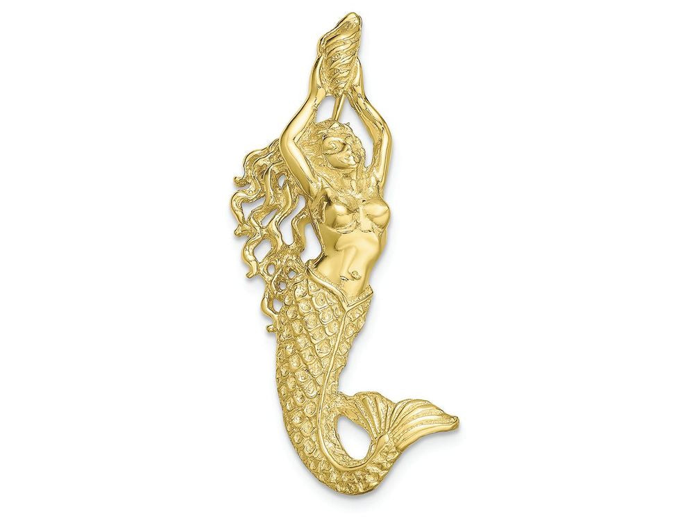FJC Finejewelers 10k Gold Polished Textured Mermaid Chain Slide Charm