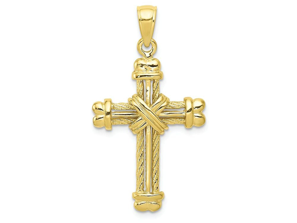FJC Finejewelers 10k Gold Polished Textured Cross Charm
