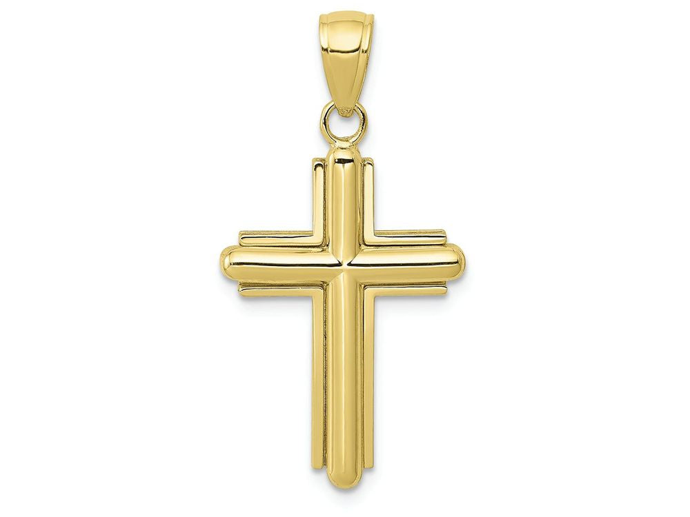 FJC Finejewelers 10k Gold Polished Beveled Stick Cross with Frame Charm