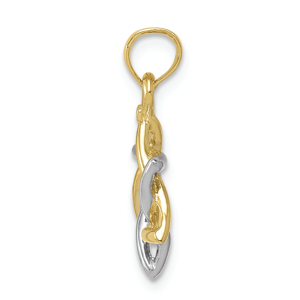 FJC Finejewelers 10k Two-tone Gold 3d Star Of David- Jewishwhite Yellow Charm