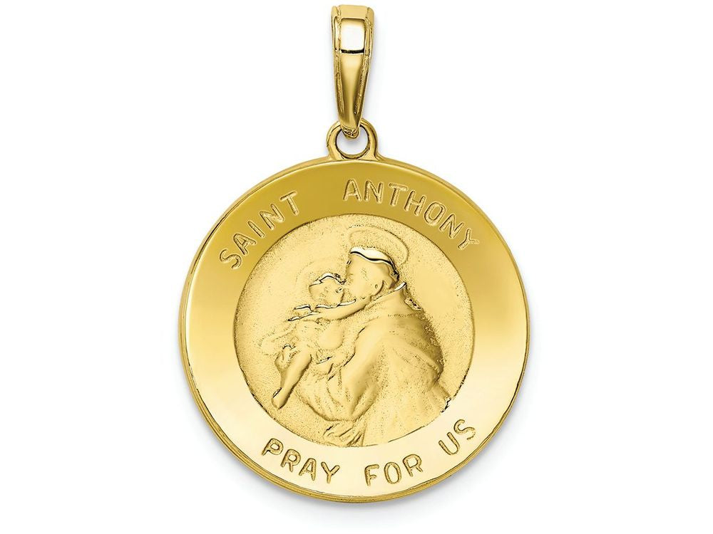 FJC Finejewelers 10k Yellow Gold Saint Anthony Round Medal Charm Satin Finish
