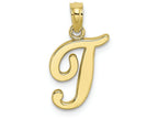 FJC Finejewelers 10k Yellow Gold T Script Initial Charm