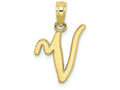 FJC Finejewelers 10k Yellow Gold V Script Initial Charm