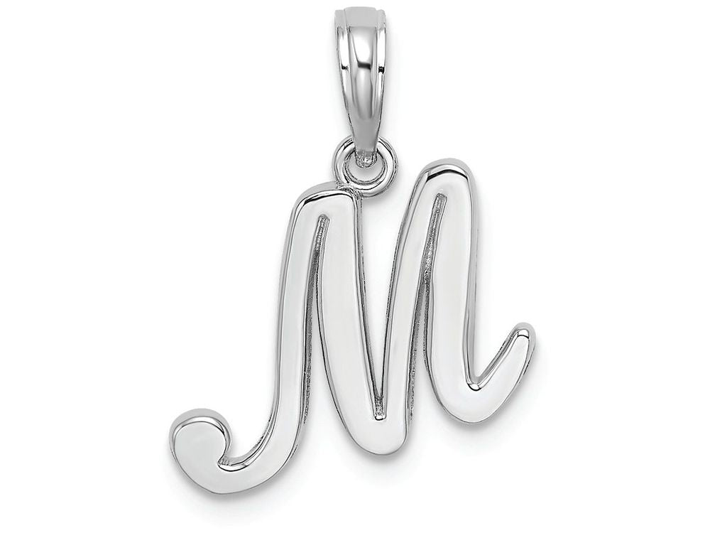 FJC Finejewelers 10k White Gold M Script Initial Charm