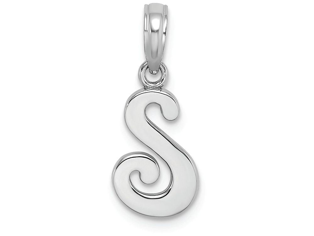 FJC Finejewelers 10k White Gold S Script Initial Charm