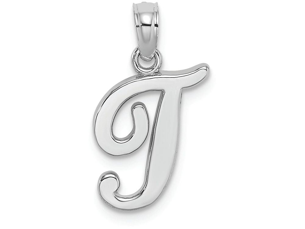 FJC Finejewelers 10k White Gold T Script Initial Charm