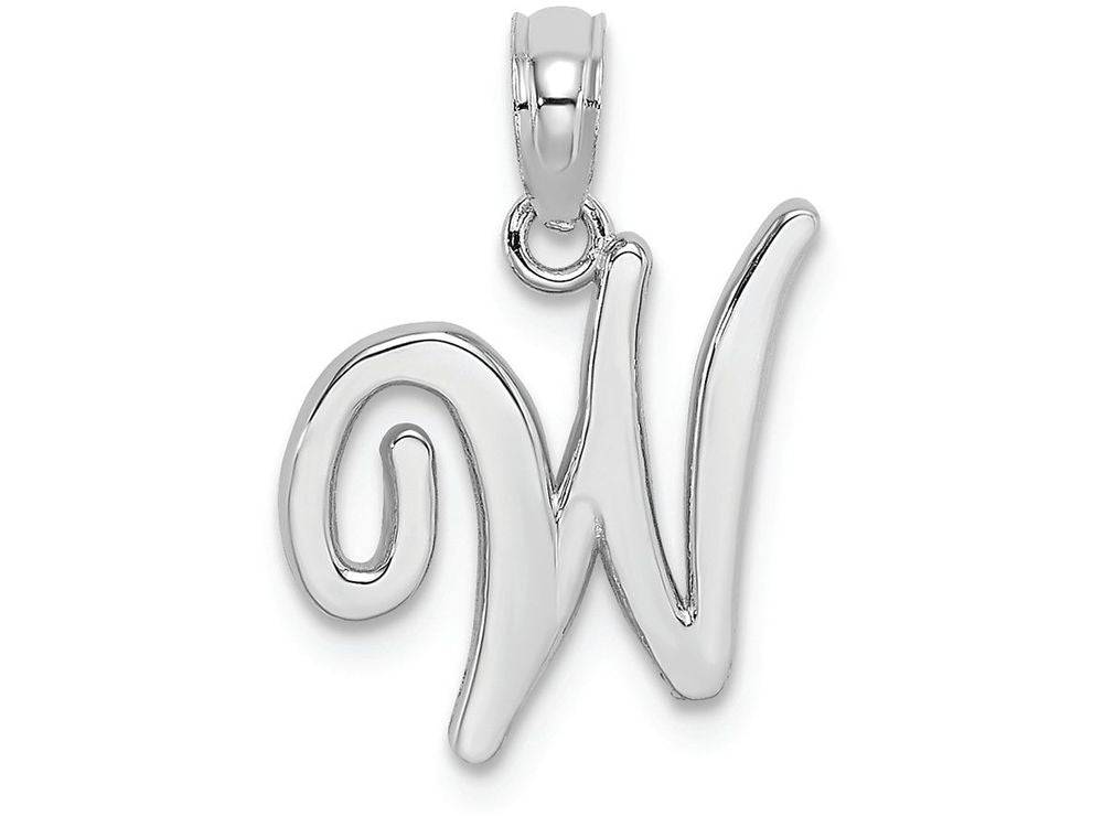 FJC Finejewelers 10k White Gold W Script Initial Charm