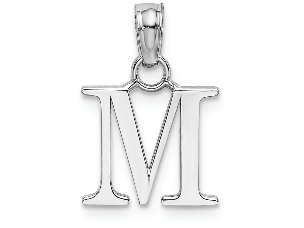 FJC Finejewelers 10k White Gold M Block Initial Charm