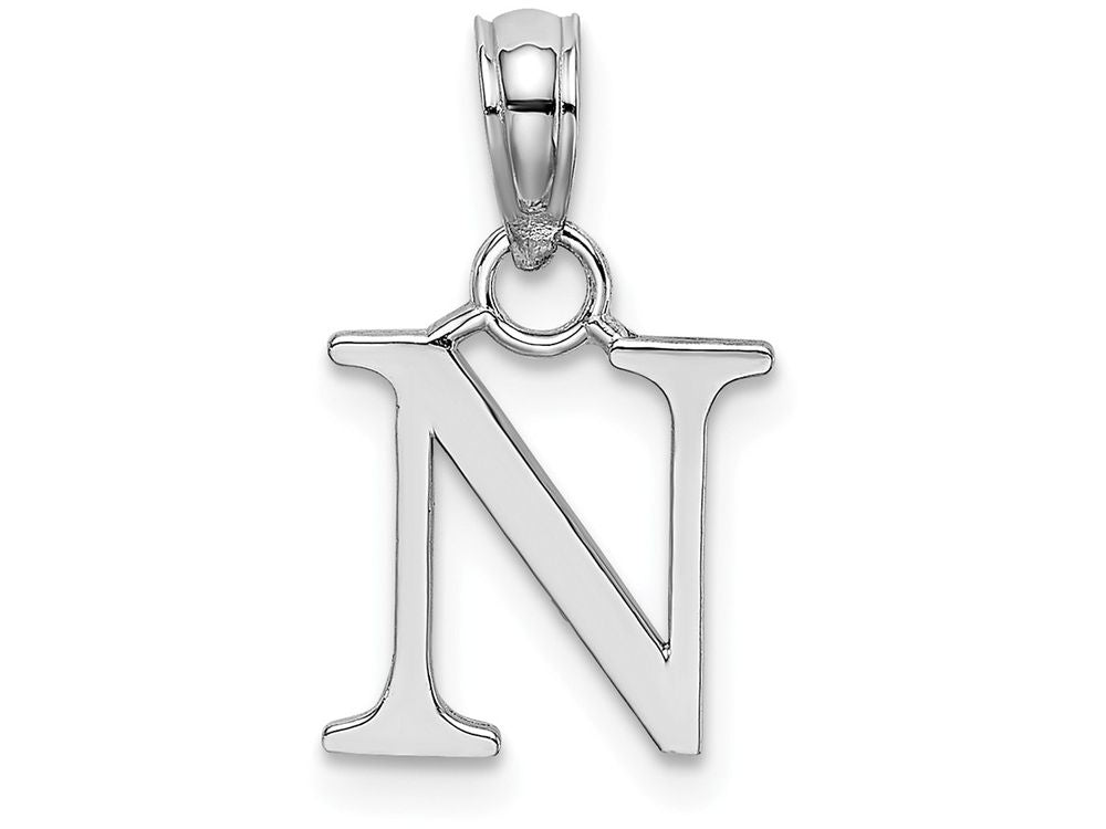 FJC Finejewelers 10k White Gold N Block Initial Charm