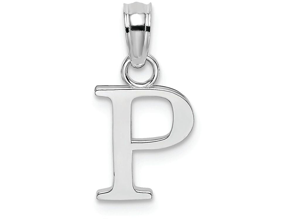 FJC Finejewelers 10k White Gold P Block Initial Charm