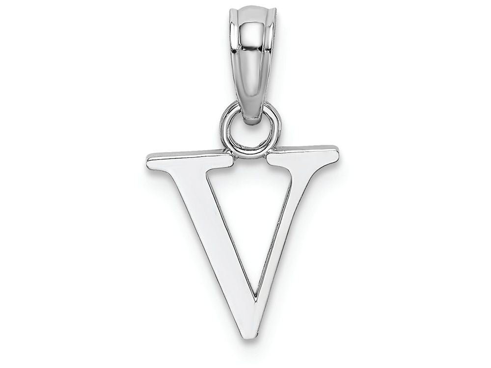 FJC Finejewelers 10k White Gold V Block Initial Charm