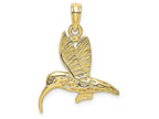 FJC Finejewelers 10k Yellow Gold Hummingbird Flying Textured with Curved Beak Charm