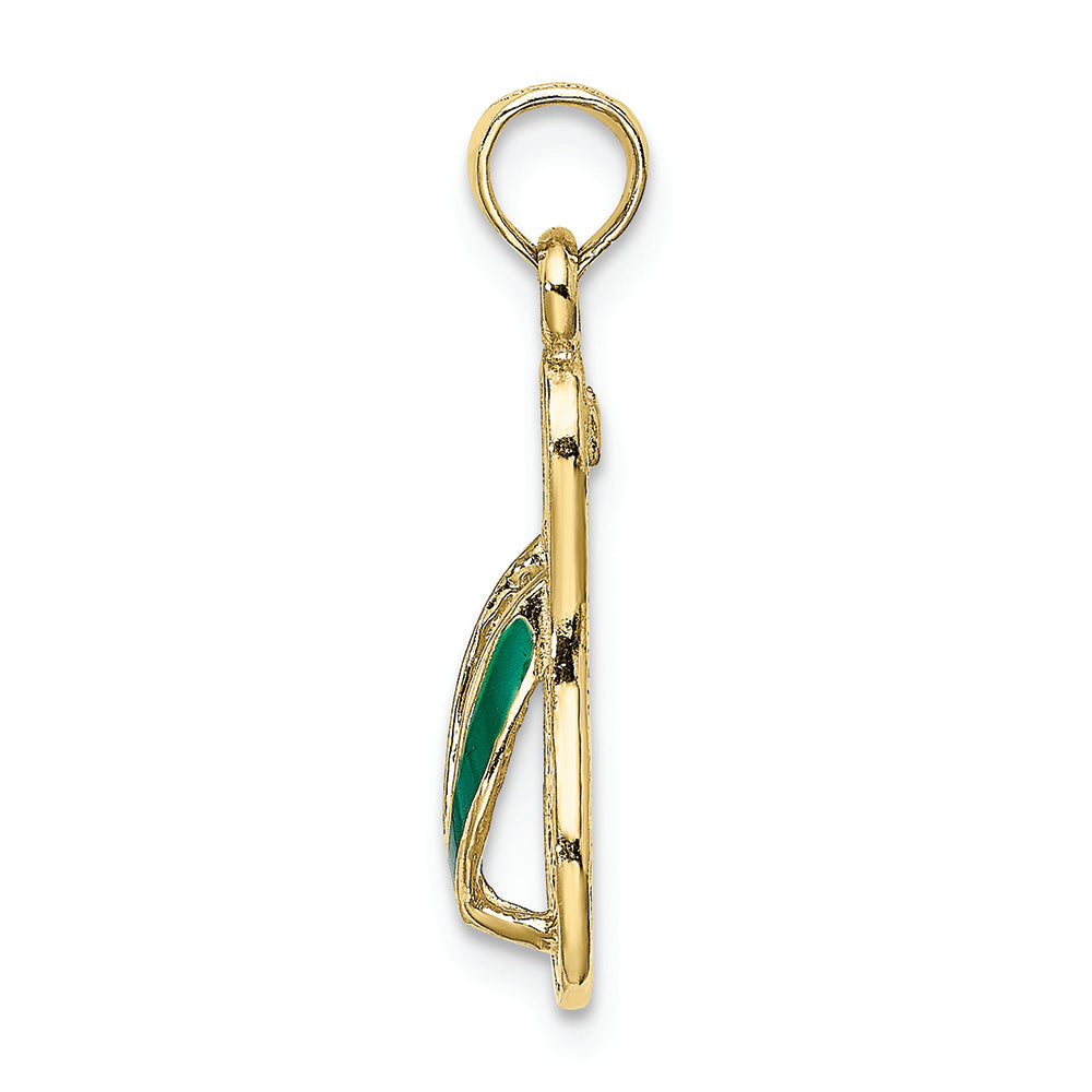 FJC Finejewelers 10k Yellow Gold Green Enamel Single Flip-flop Charm