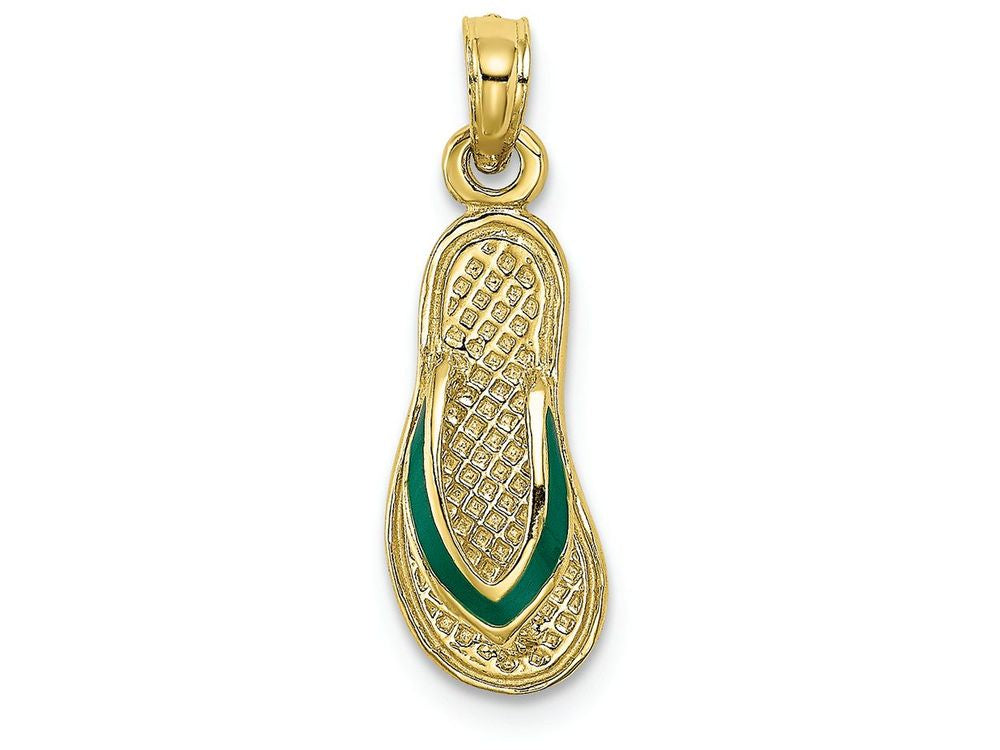 FJC Finejewelers 10k Yellow Gold Green Enamel Single Flip-flop Charm