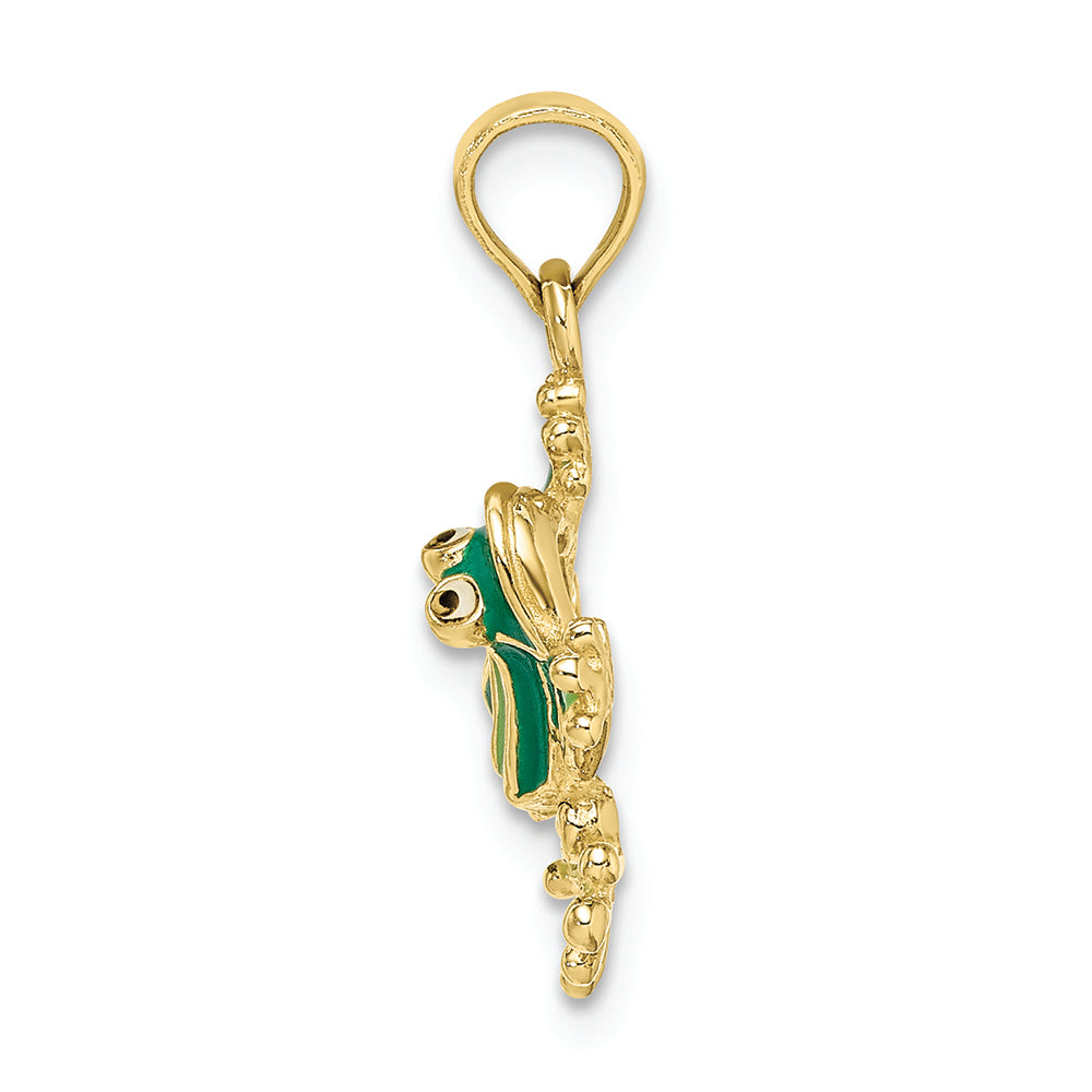 FJC Finejewelers 10k Yellow Gold Small Bug Eyed Frog with Light Dark Green Charm