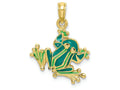 FJC Finejewelers 10k Yellow Gold Small Bug Eyed Frog with Light Dark Green Charm