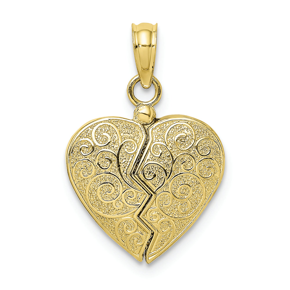 FJC Finejewelers 10k Yellow Gold 3d Reversible Heart Opens with Red Heart Inside Charm