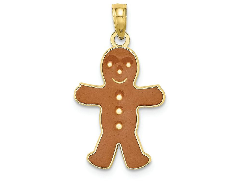 FJC Finejewelers 10k Yellow Gold 3d Gingerbread Man with Enamel Charm
