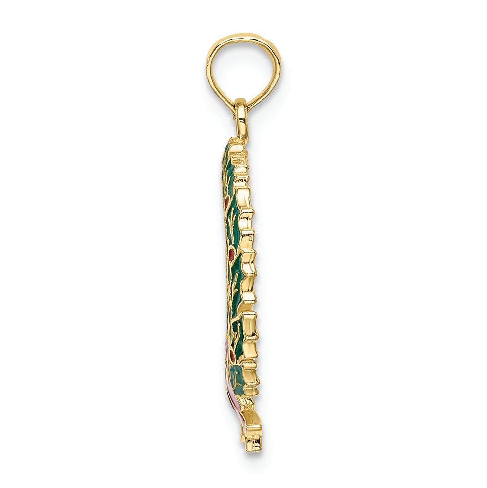 FJC Finejewelers 10k Yellow Gold Enamel Christmas Wreath Charm