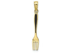 FJC Finejewelers 10k Yellow Gold 3d Table Fork with Black Enamel Charm