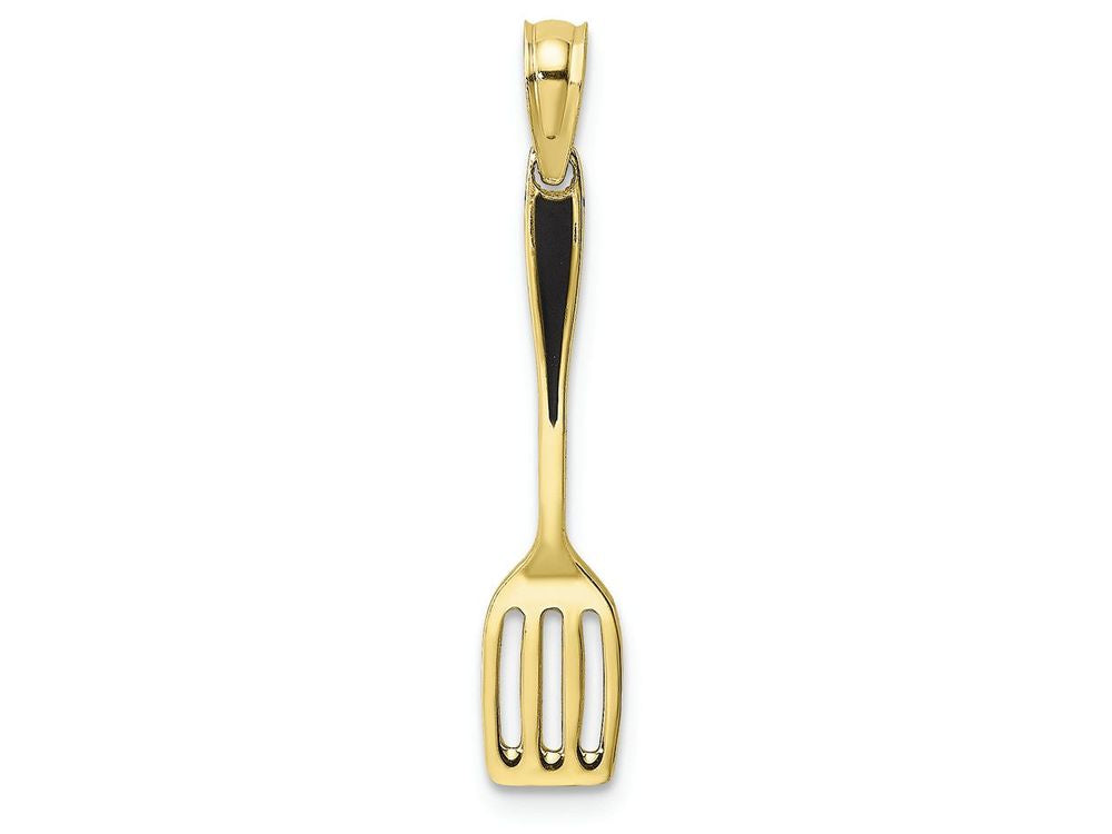 FJC Finejewelers 10k Yellow Gold 3d Spatula with Black Enamel Charm