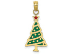 FJC Finejewelers 10k Yellow Gold Green Christmas Tree with Red Enamel Star Charm