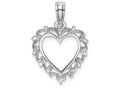 FJC Finejewelers 10k White Gold Heart with Lace Trim Charm