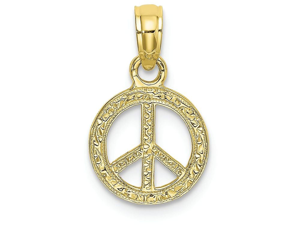 FJC Finejewelers 10k Yellow Gold Mini Peace Signflat Textured Charm