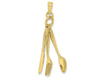 FJC Finejewelers 10k Yellow Gold 3d Table Knife Fork Spoon Collectionmoveable Charm