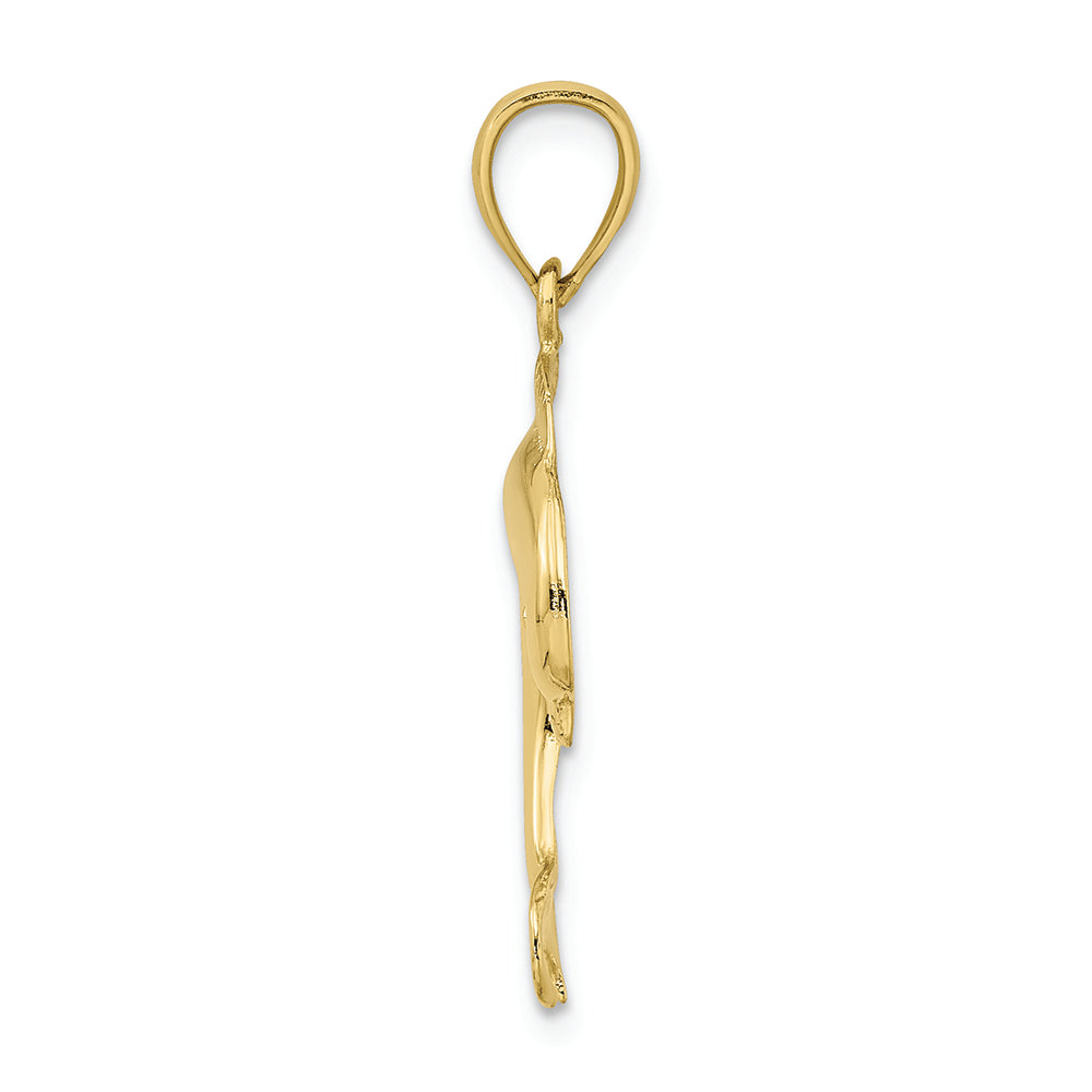FJC Finejewelers 10k Yellow Gold Dolphin Jumping Polish Engraved Charm
