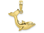 FJC Finejewelers 10k Yellow Gold Dolphin-tail Up Polish Textured Charm