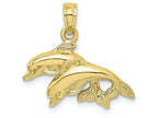 FJC Finejewelers 10k Yellow Gold Double Dolphins Jumping Left Polish Charm