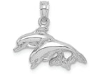 FJC Finejewelers 10k White Gold Double Dolphins Jumping Left Polish Charm