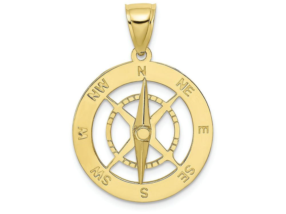FJC Finejewelers 10k Yellow Gold Nautical Compass with Moveable Needle Charm