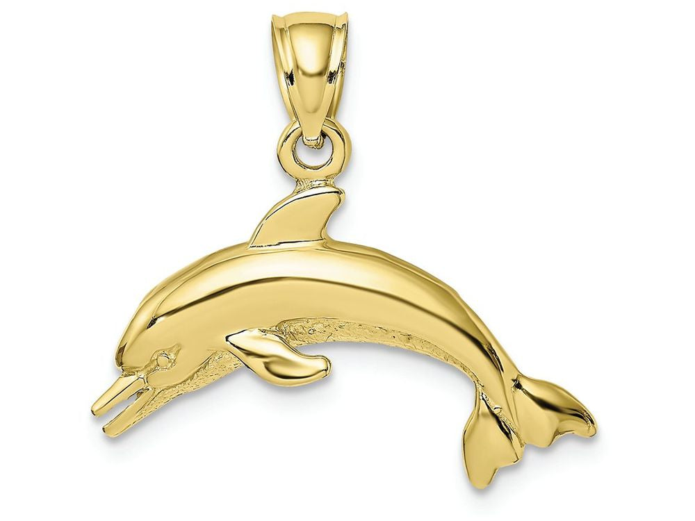 FJC Finejewelers 10k Yellow Gold Dolphin Jumping with Mouth Open Hp Textured Charm
