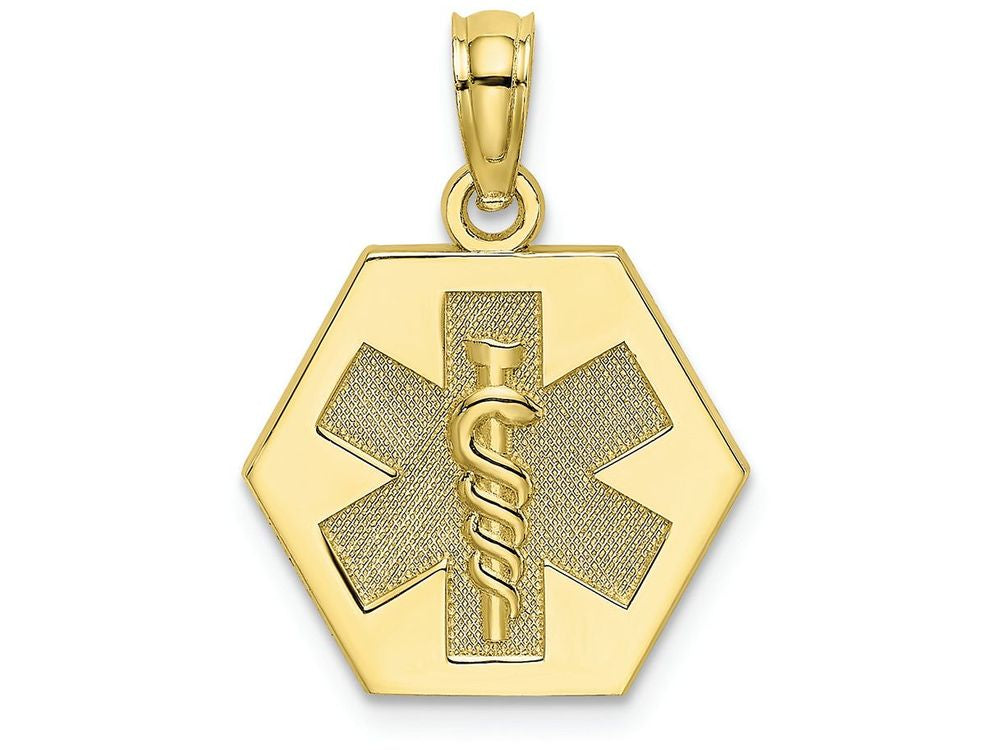 FJC Finejewelers 10k Yellow Gold Caduceus Medical Disc Engraveable Charm