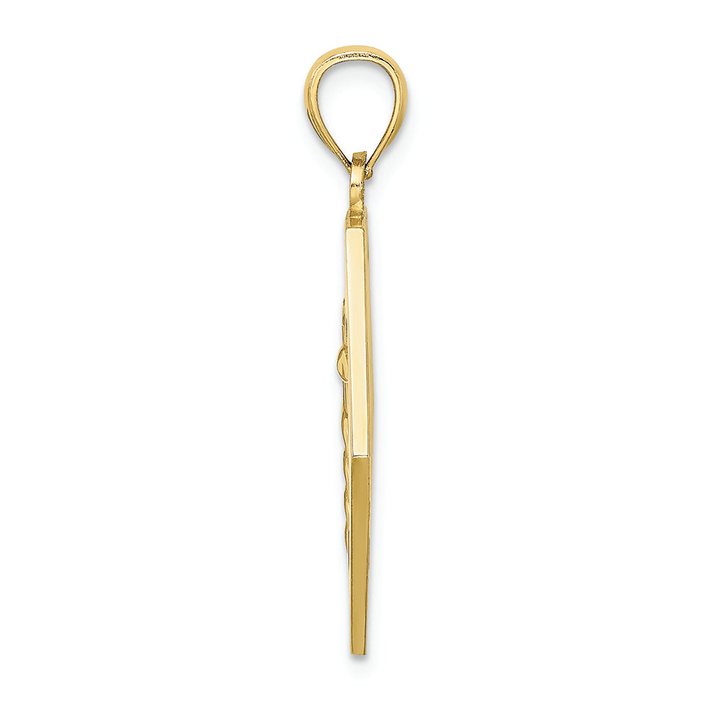 FJC Finejewelers 10k Yellow Gold Caduceus Medical Disc Textured Back Charm