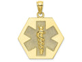 FJC Finejewelers 10k Yellow Gold Caduceus Medical Disc Textured Back Charm