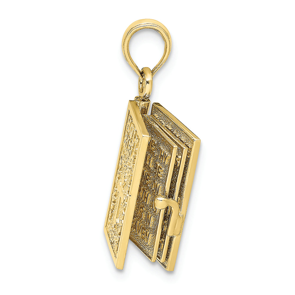 FJC Finejewelers 10k Yellow Gold 3d Holy Bible Book with Cross Lord's Prayermoveable P Charm