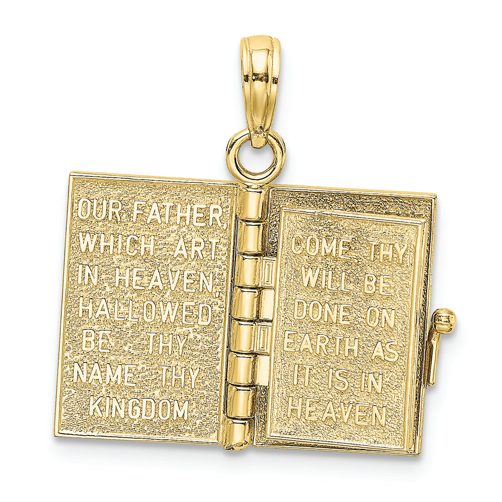 FJC Finejewelers 10k Yellow Gold 3d Holy Bible Book with Cross Lord's Prayermoveable P Charm