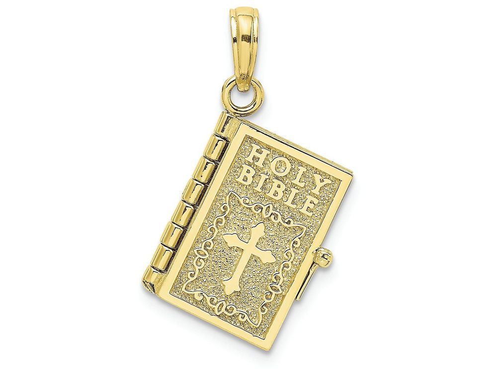 FJC Finejewelers 10k Yellow Gold 3d Holy Bible Book with Cross Lord's Prayermoveable P Charm