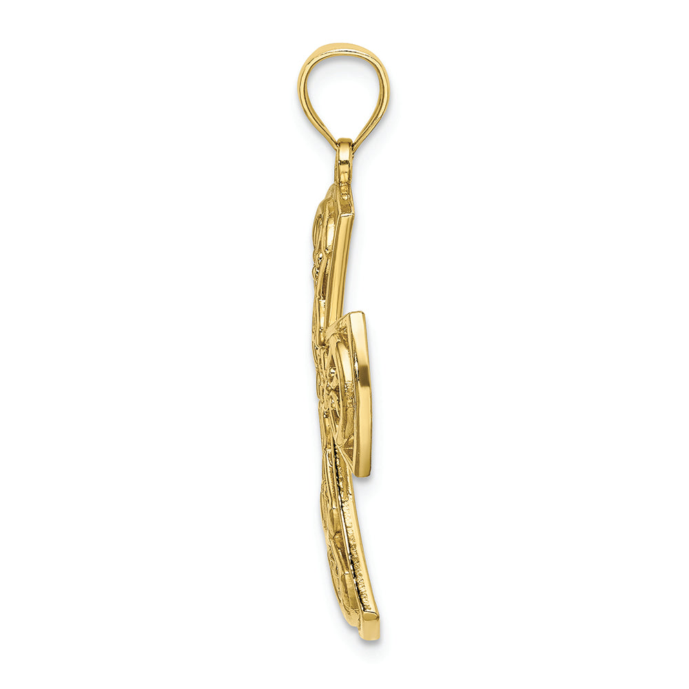 FJC Finejewelers 10k Yellow Gold Filigree Cross with Curved Tips Charm