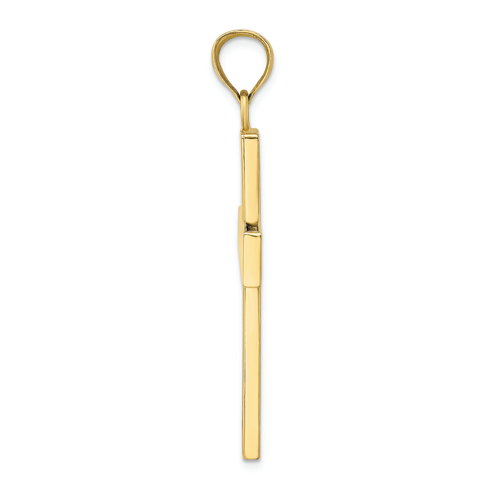 FJC Finejewelers 10k Yellow Gold Large Block Cross Polish Open Back Charm