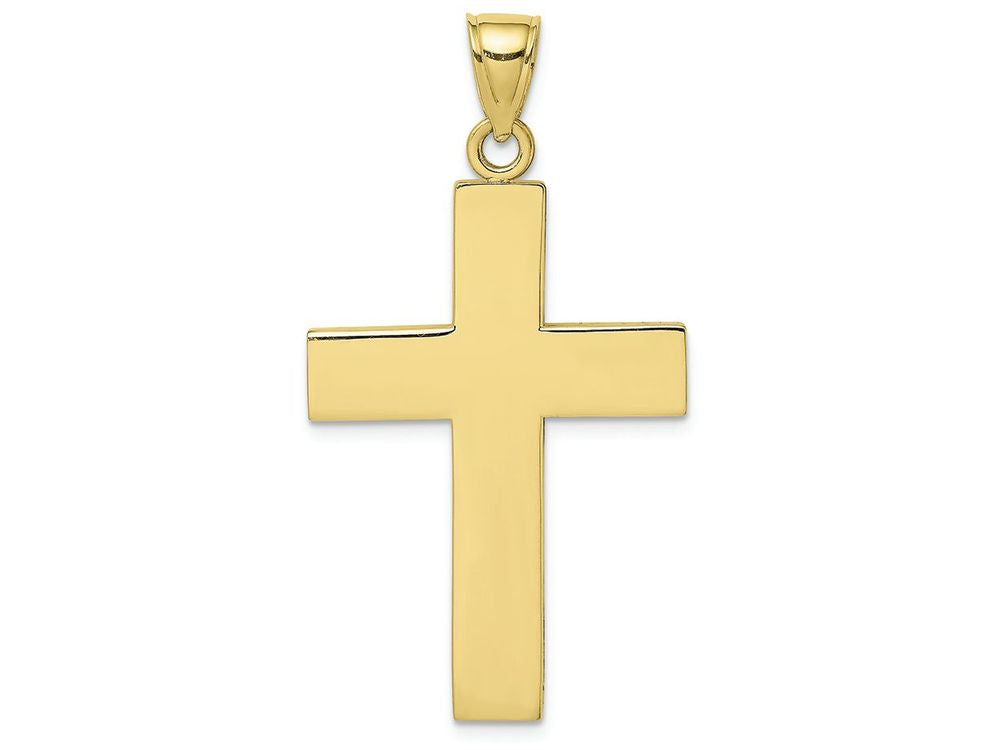 FJC Finejewelers 10k Yellow Gold Large Block Cross Polish Open Back Charm